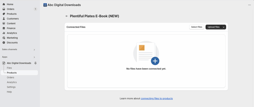 Uploading a digital file and linking it to a Shopify product in ABC Digital Downloads